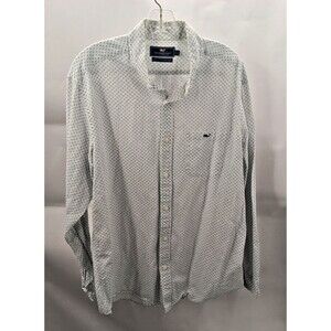 Vineyard Vines Shirt Men's Size: L Classic Fit Tucker Beige/Blue Fish/ Whale